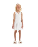 Front view of Katees Kids Girls' White Puff Skirt Mini Dress – 100% Cotton.
