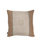 Beige and brown HUGO BOSS Taman cushion cover with herringbone pattern and embroidered logo