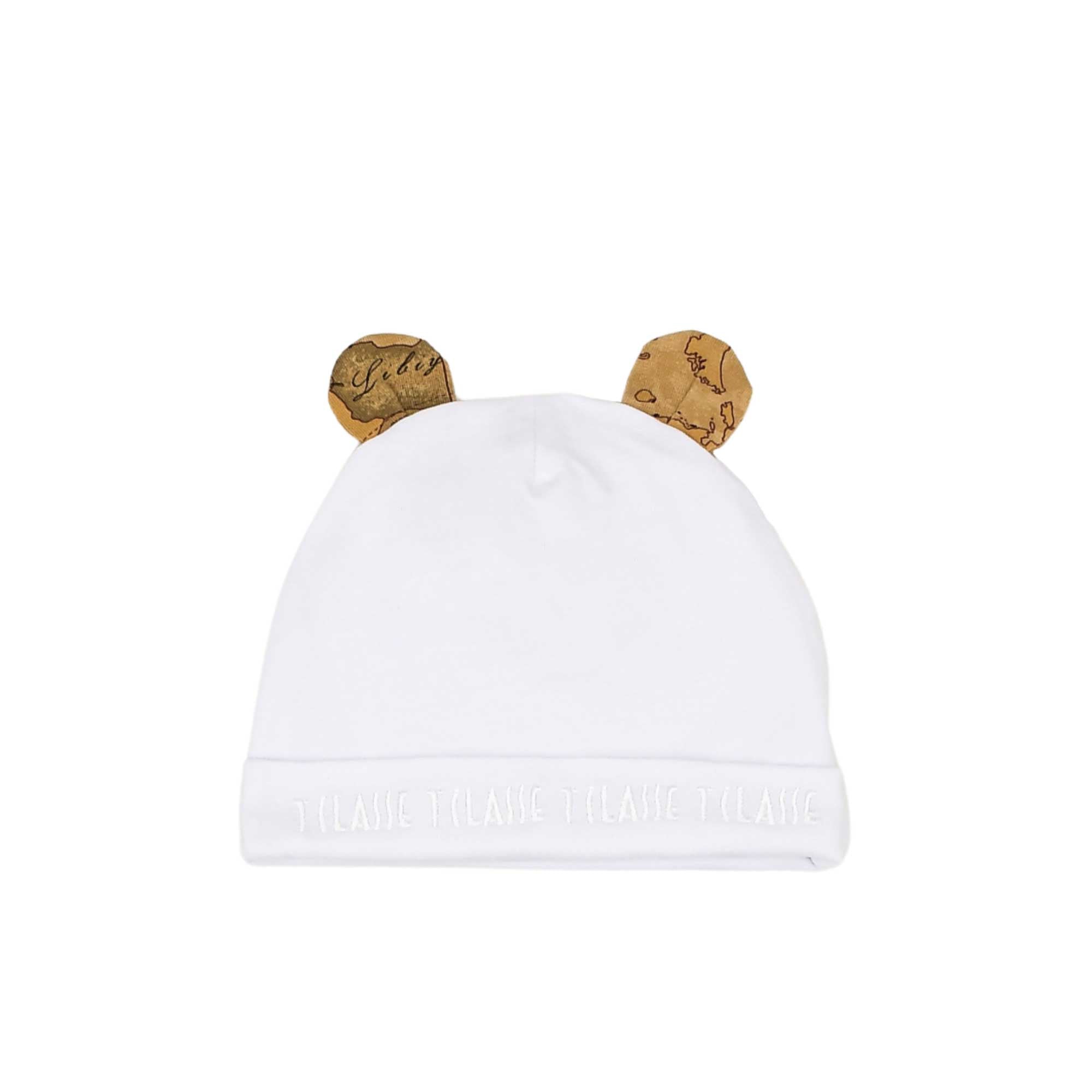 Hat only font view of the Alviero Martini Kids Newborn White Sleepsuit with Teddy Ear Hat. Shop the Latest Online at Blue Salon Qatar.