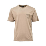 Studio front shot of the Stefano Ricci beige crewneck t-shirt, displaying the embroidered eagle crest logo on the left chest and short sleeves.