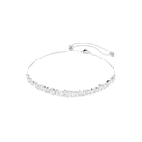 A high-resolution front studio view of the Swarovski Mesmera choker, highlighting the dynamic, staggered layout of marquise-cut white crystals across the center band.