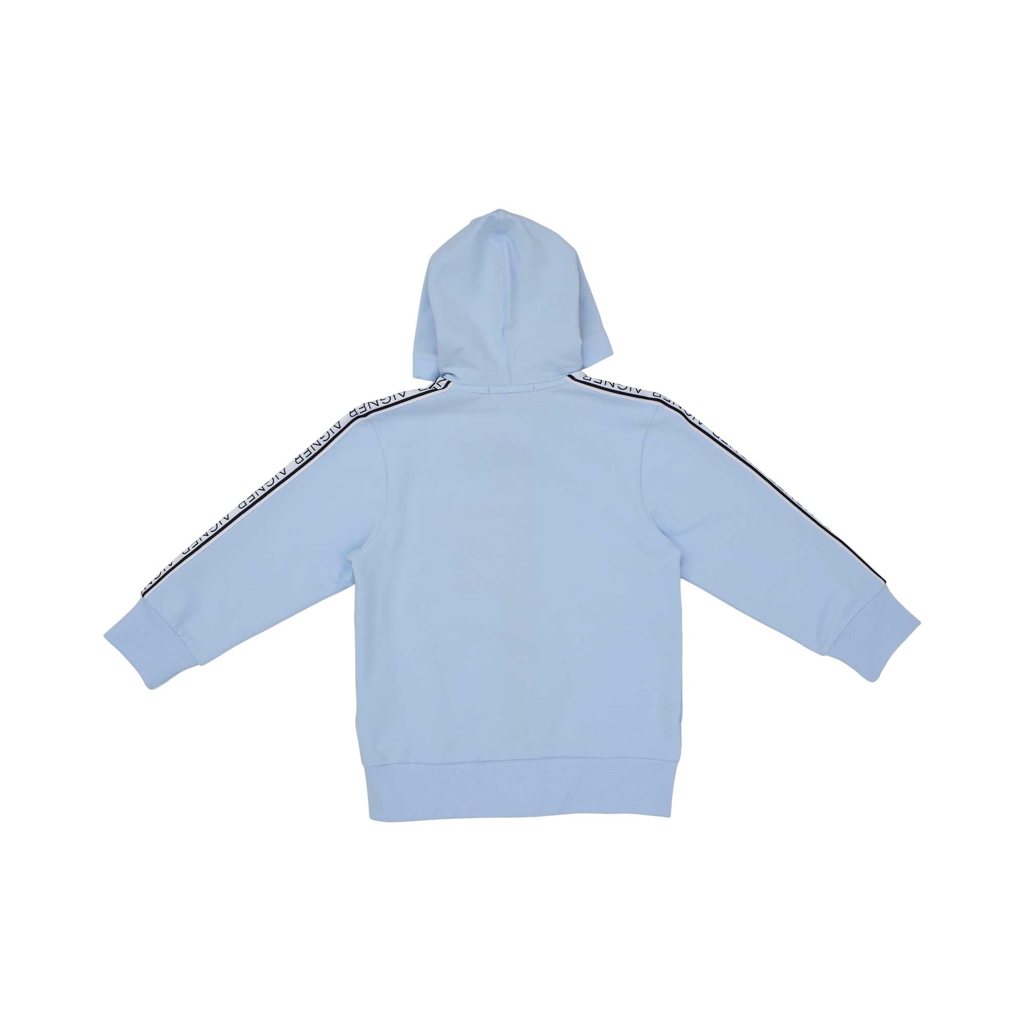 Hoodie back view of the Aigner Kids boys blue logo tape  jogging suit. Shop the Collection Online.