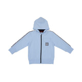 Hoodie front view of the Aigner Kids boys blue logo tape  jogging suit. Shop the Collection Online.