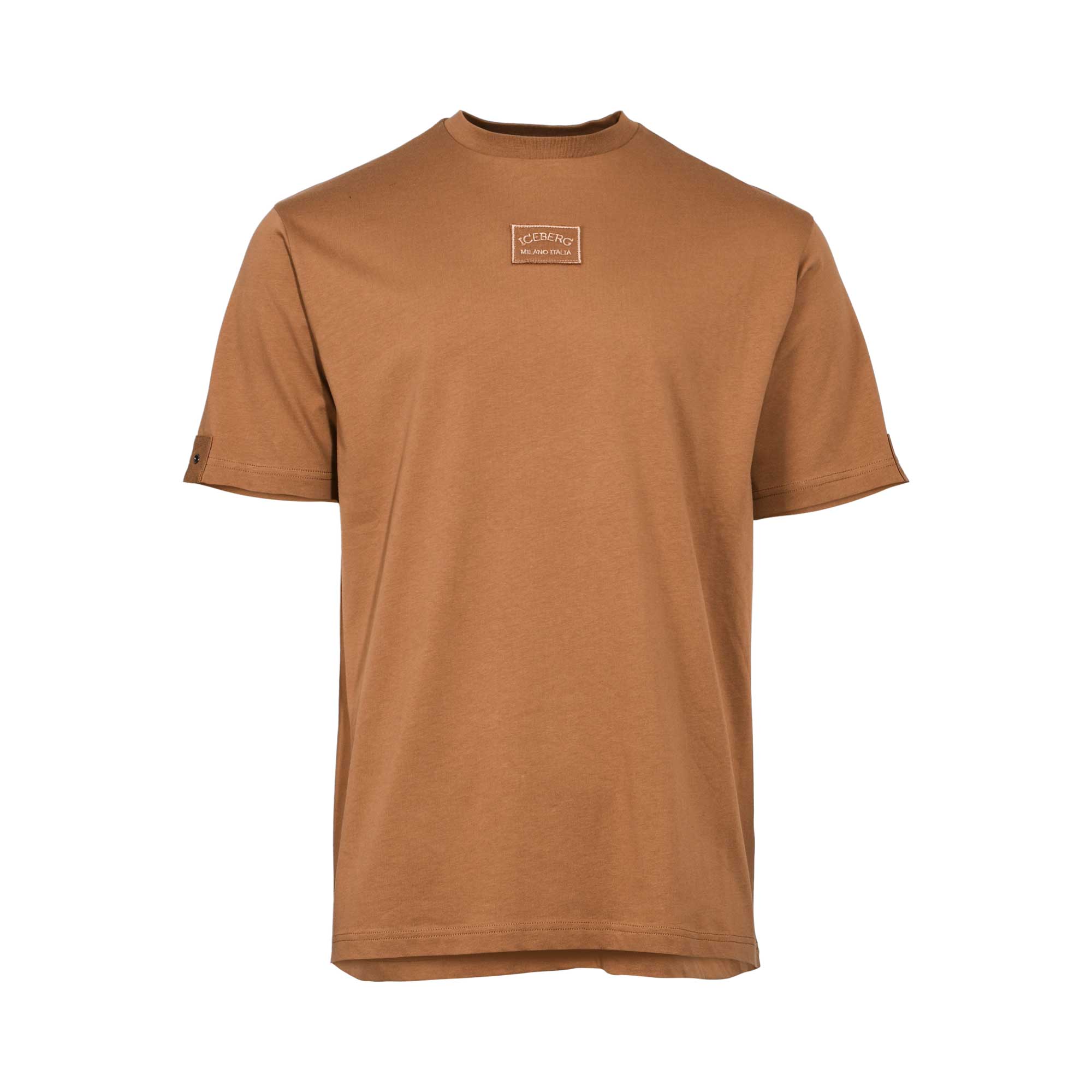Iceberg Men's Brown Classic Logo Patch T-Shirt | All Clothing | GCC | Men | Mens | Mens Fashion | Tops & T-Shirts