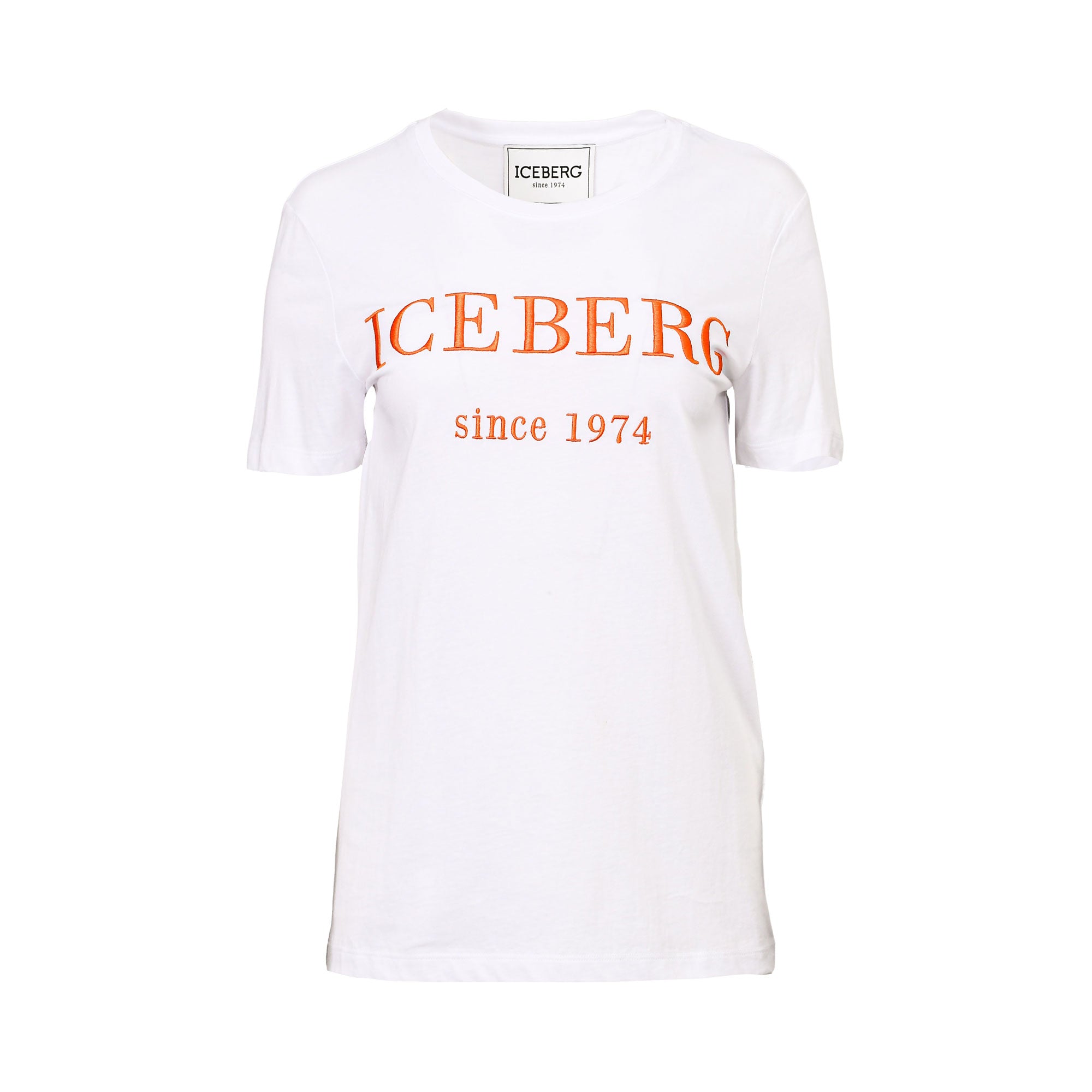 Iceberg Women's White Crew Neck T-Shirt with Bold Logo and Iceberg Women's White Crew Neck T-Shirt with Bold Logo and