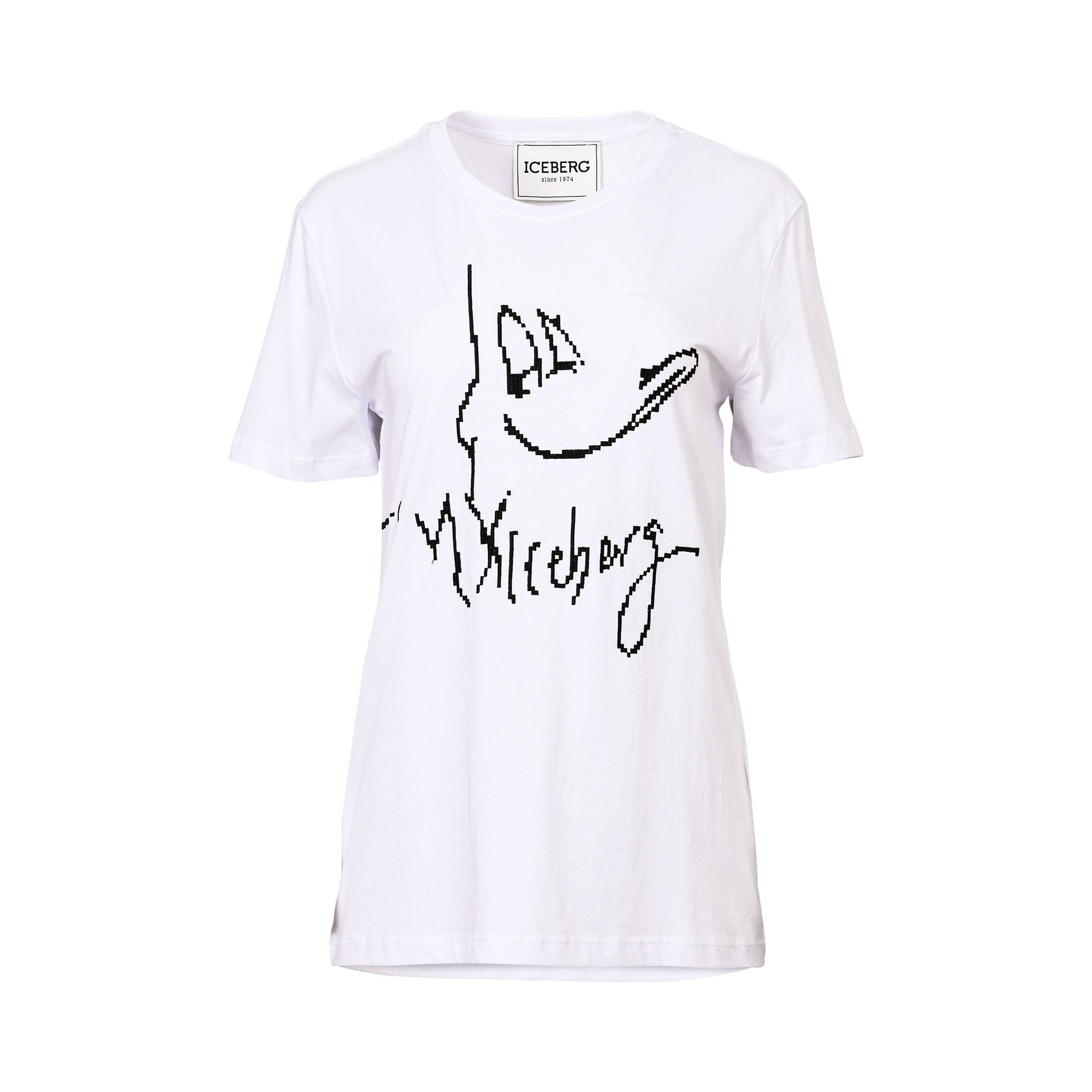 Iceberg Women's White Crew Neck T-Shirt with Cartoon Character and Signature Graphic | Clothing | GCC | Women | Women All Clothing | Women T-Shirts | Womens | Womens Fashion Iceberg Women's White Crew Neck T-Shirt with Cartoon Character and Signature Graphic | Clothing | GCC | Women | Women All Clothing | Women T-Shirts | Womens | Womens Fashion