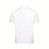 Plain white short-sleeved shirt, back view, with a collar and a yoke across the upper back.