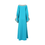 Ik Line Women's Blue Embellished Open-Neck Jalabiya