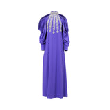 Ik Line Women's Royal Purple Embellished High-Neck Jalabiya