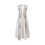 Ik Line Women's Elegant White Embellished Jalabiya with Open Overlay