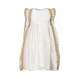 Ik Line Women's Ivory Dress with Detachable Gold Embellished Cape/Shawl