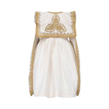 Ik Line Women's Ivory Dress with Detachable Gold Embellished Cape/Shawl