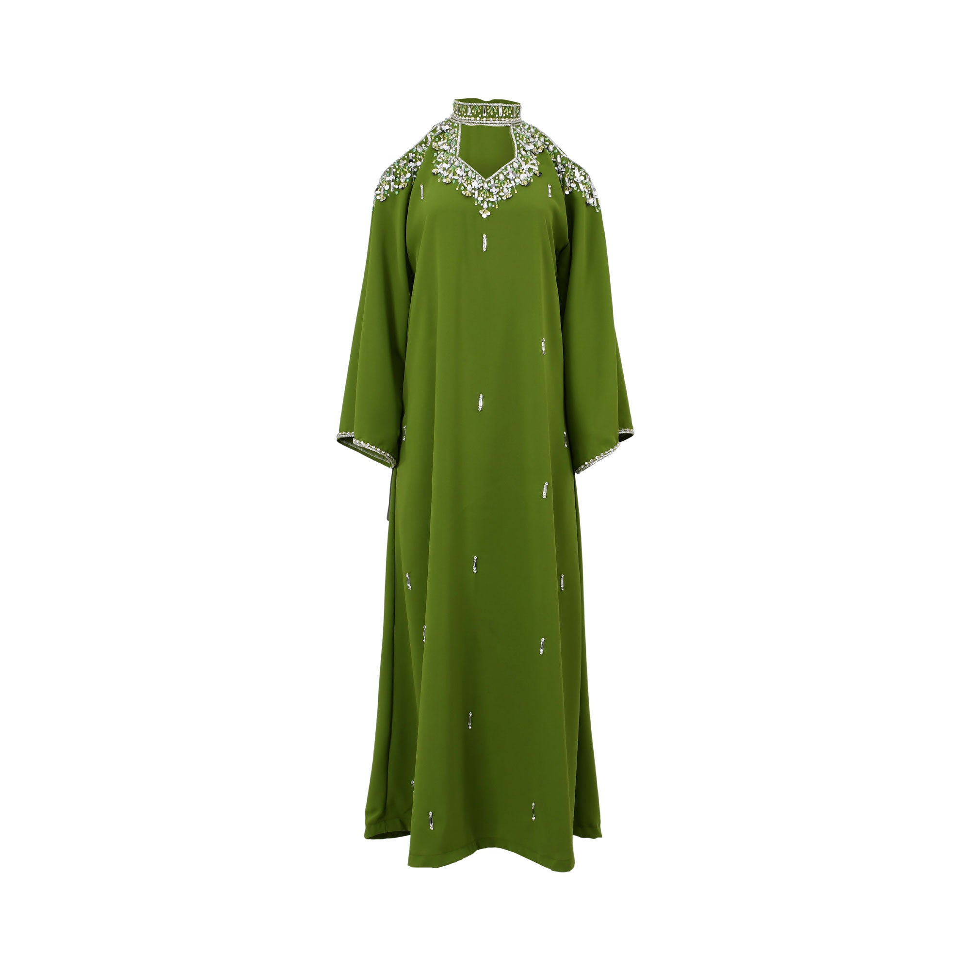 Ik Line Women's Olive Green Embellished High-Neck Jalabiya | Clothing | departure-to-desk | GCC | Jalabiya | Kaftans & Abayas | new-season-2025 | Women | Women All Clothing | Women All Clothing Traditional Wear Ramadan Edit | Womens | Womens Fashion Ik Line Women's Olive Green Embellished High-Neck Jalabiya | Clothing | departure-to-desk | GCC | Jalabiya | Kaftans & Abayas | new-season-2025 | Women | Women All Clothing | Women All Clothing Traditional Wear Ramadan Edit | Womens | Womens Fashion