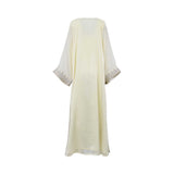 Ik Line Women's Ivory Embellished Sheer Jalabiya with Silver Accents