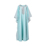 Ik Line Women's Aqua Blue Embellished Jalabiya with Sheer Panels