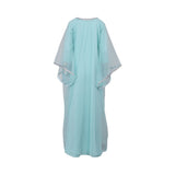 Ik Line Women's Aqua Blue Embellished Jalabiya with Sheer Panels