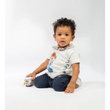 Ein Ghein Kids Baby Boy's White & Navy Romper with Bear