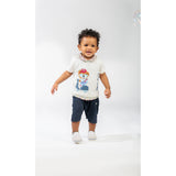 Ein Ghein Kids Baby Boy's White & Navy Romper with Bear