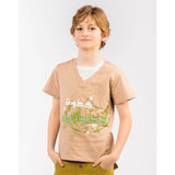 Ein Ghein Kids Boy's Light Brown with White & Green Embroidery & Print