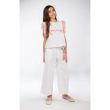 Ein Ghein Kids Girl's White Jeans with Embroidery