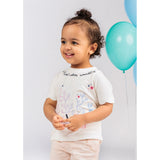 Ein Ghein Kids Baby Girl's Top White with Navy & Colored Embroidery with Necklace