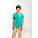 Ein Ghein Kids Turquoise Green T-shirt with Black Embossing
