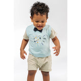 Ein Ghein Kids Baby Boy's Light Blue & Grey with White Romper
