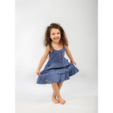 Ein Ghein Kids Girl's Blue Purple with Colored Embroidery & Pink Bow