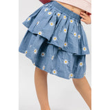 Ein Ghein Kids Girl's Blue with White Embroidery Skirt