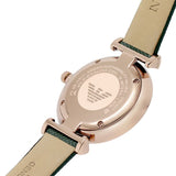Emporio ArmaniWomen's Rose Gold Case Green Leather Strap Watch