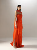 Velvety Couture Women's OLEI Mandarin Orange Dress