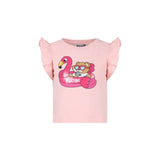 Moschino Kids Girl's Pink T-shirt with Teddy Bear and Flamingo