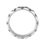 Interior view of the Paolo stainless steel ring, demonstrating the smooth comfort-fit inner wall and etched brand authentication hallmark.