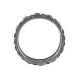 Interior view of the Paolo stainless steel ring, showing the smooth comfort-fit inner wall and the stamped logo authentication hallmark.