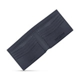 Fully opened diagonal view revealing the smooth matte interior lining, eight symmetric curved card slots, and the stamped Saint Honoré Paris and Made in Italy insignias.