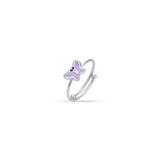 Luca Barra Girl's Ring in Purple Enamel Steel