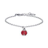 Luca Barra Girl's Steel Bracelet With Ladybug and Red Crystals