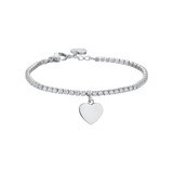 Luca Barra Girl's  Tennis Bracelet In Steel With White Crystals And Heart