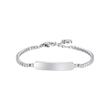 Luca Barra Girl's Tennis Bracelet In Steel With White Crystals And Plate