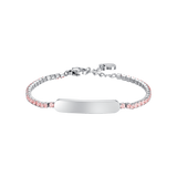 Luca Barra Girl's Tennis Bracelet In Steel with Pink Crystals And Plate
