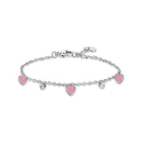 Luca Barra Girl's Steel Bracelet with Pink Heart