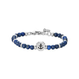 Luca Barra Boys' Steel Bracelet with Blue Stones and Black Enamel Anchor