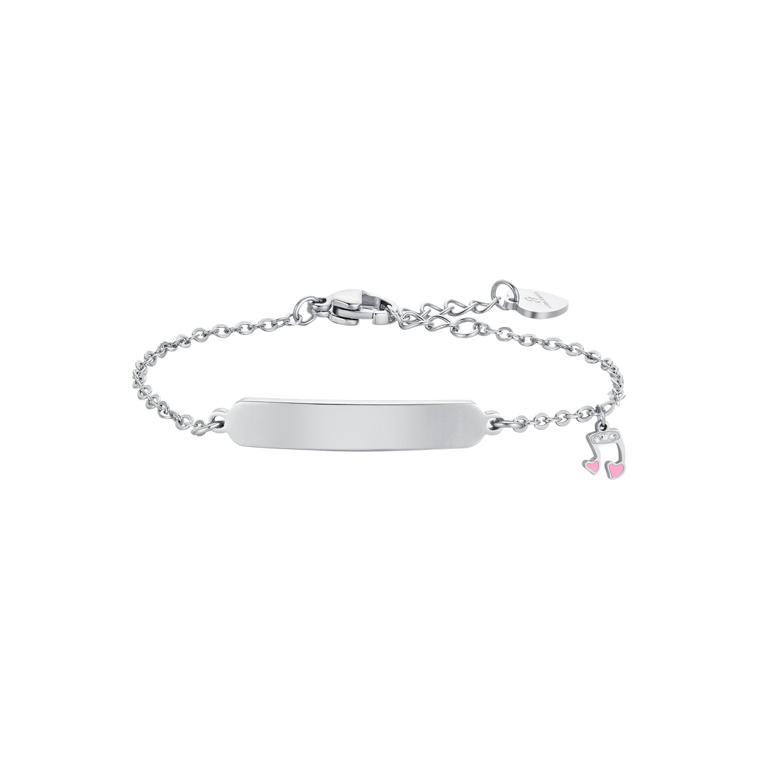 Luca Barra Girl's Steel Bracelet with Musical Note and Plate | Kids and Teens | Kids and Teens Girl Accessories | Kids and Teens Girl Bracelets | Kids Girls (3 YRS -16 YRS)