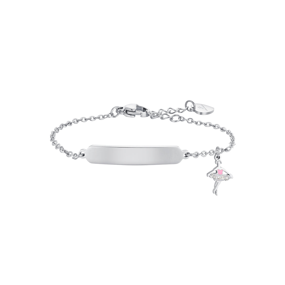 Luca Barra Girl's Steel Bracelet with Dancer and Plate | Kids and Teens | Kids and Teens Girl Accessories | Kids and Teens Girl Bracelets | Kids Girls (3 YRS -16 YRS)