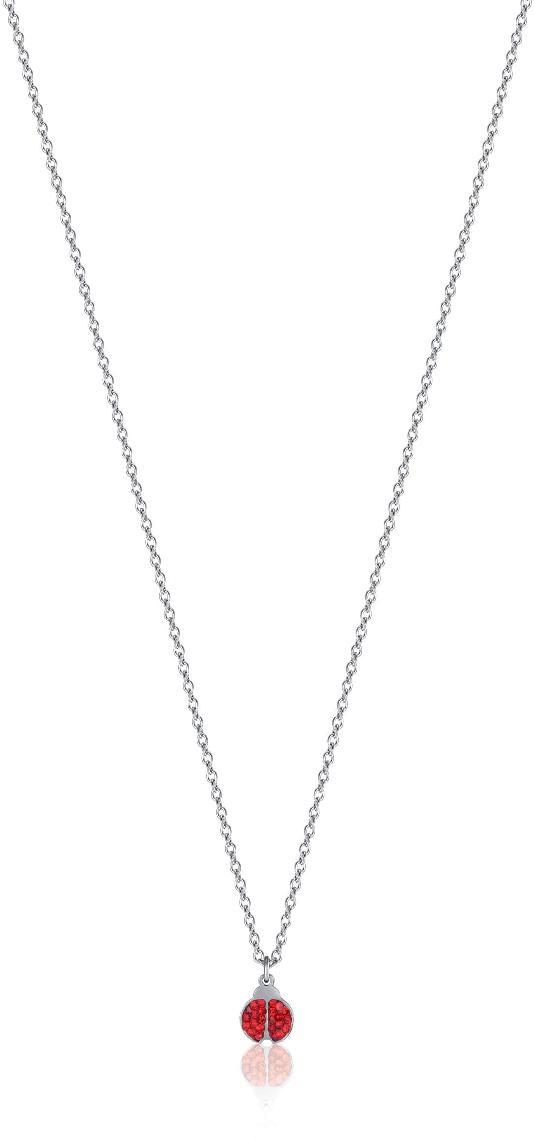 Luca Barra Girl's Steel Necklace with Ladybug and Red Crystals | Kids and Teens | Kids and Teens Girl Accessories | Kids and Teens Girl Necklace | Kids Girls (3 YRS -16 YRS)