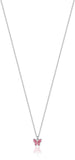 Luca Barra Girl's Steel Necklace with Butterfly and Pink Crystals