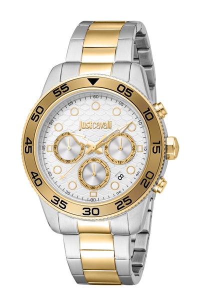 Just Cavalli Gents Two-Tone Chronograph Watch with Textured Dial