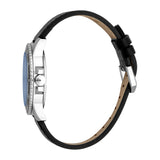 Just Cavalli Young Subacqueo Gents  Blue Dial Stainless Steel Silver Black Case Black Leather Starp Watch Leather
