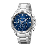 Just Cavalli Men's Chronograph Watch, Silver Case, Dark Blue Dial, Stainless Steel Bracelet
