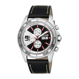 Just Cavalli Gents Black Dial Stainless Steel Silver Case Black Leather Strap Watch